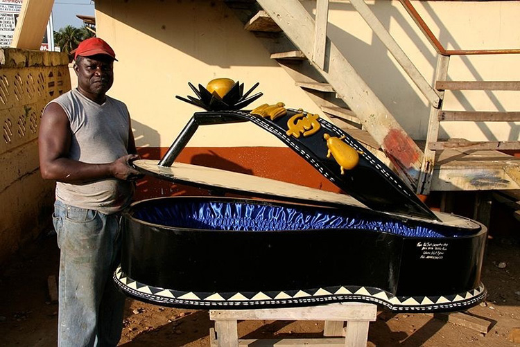 paa joe with his sneakers coffin